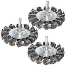 Yutnqin 3PCS 3 Inch Knotted Wire Wheel Brushes Kit for Drill 3 inches, Silver