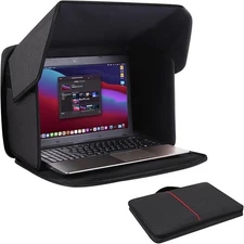 Laptop Case with Handle and Sun Shade Privacy Screen Hood for Devices up to 14"