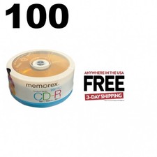 100 Memorex Cool Colors 52X CD-R 80min, Purple, Black, Red, Orange, Blue 1-3 DAY