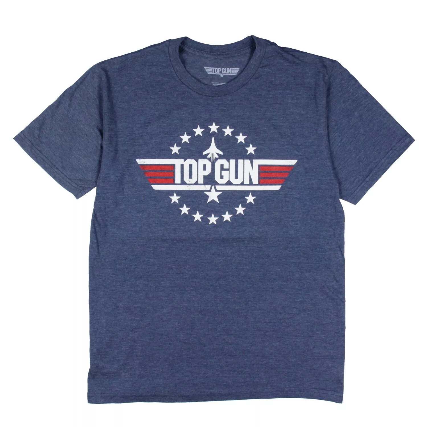 Футболка Top Gun Mens Fighter Pilot School с потертым логотипом и звездами, синяя, 2XL