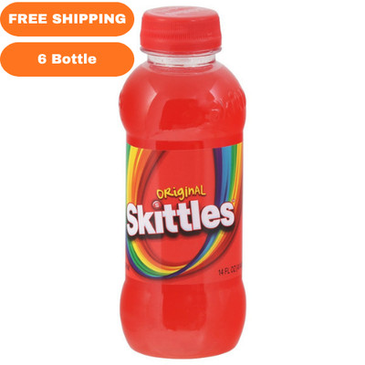Skittles Original Flavored Drink 14 fl oz Bottles, Pack of 6   Fruity Candy