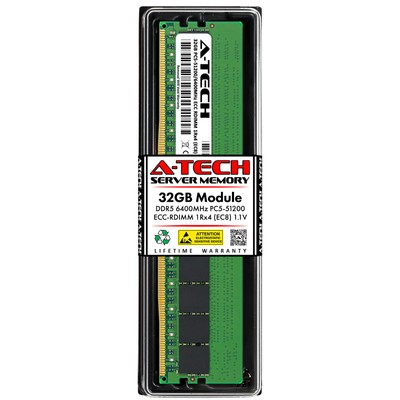 A-Tech 32GB 1Rx4 PC5-51200R DDR5 6400 MHz ECC REG EC8 RDIMM Server Memory RAM x1