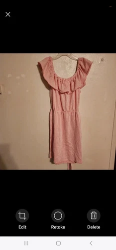 Abito Michael Michael Kors rosa a righe con volant spalle scoperte taglia XL nuovo con etichette