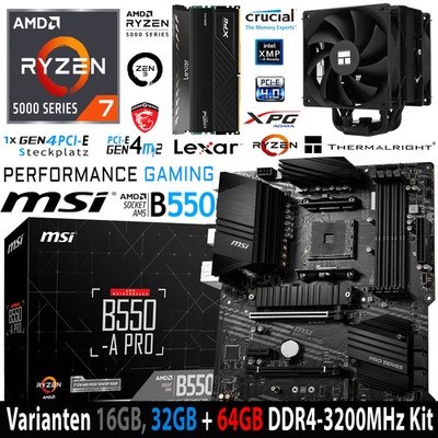 PC Bundle / AMD Ryzen 7 5700X Tray MSI B550-A Pro mit 16, 32+64GB DDR4-3200MHz