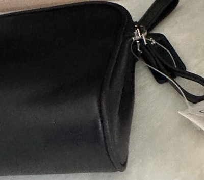 NWT COACH BLACK SOFT LEATHER ZIP SMALL BEAUTY COSMETIC TRAVEL CASE