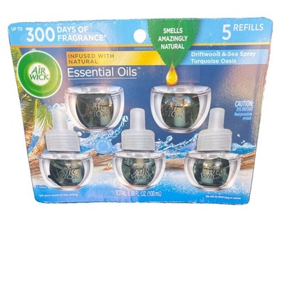 Air Wick Plug In Refills Turquoise Oasis 5 Count Scented Oil Driftwood Sea Spray