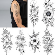 9pcs Temporary Tattoo Waterproof Long-lasting Body Stickers Tulips Lilies