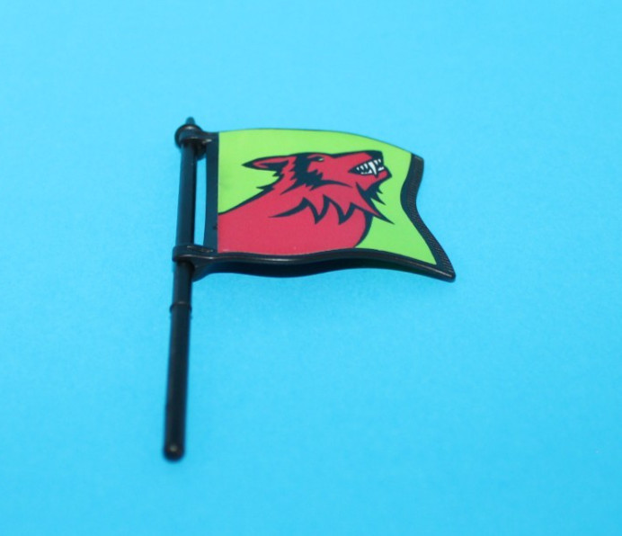 Playmobil Castello Medievale Lupo Cavaliere Bandiera per Figure Verde, Rosso, Nero