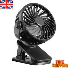 3 Speeds Mini Cooling Fan USB Rechargeable Clip On Desk Baby Stroller Portable