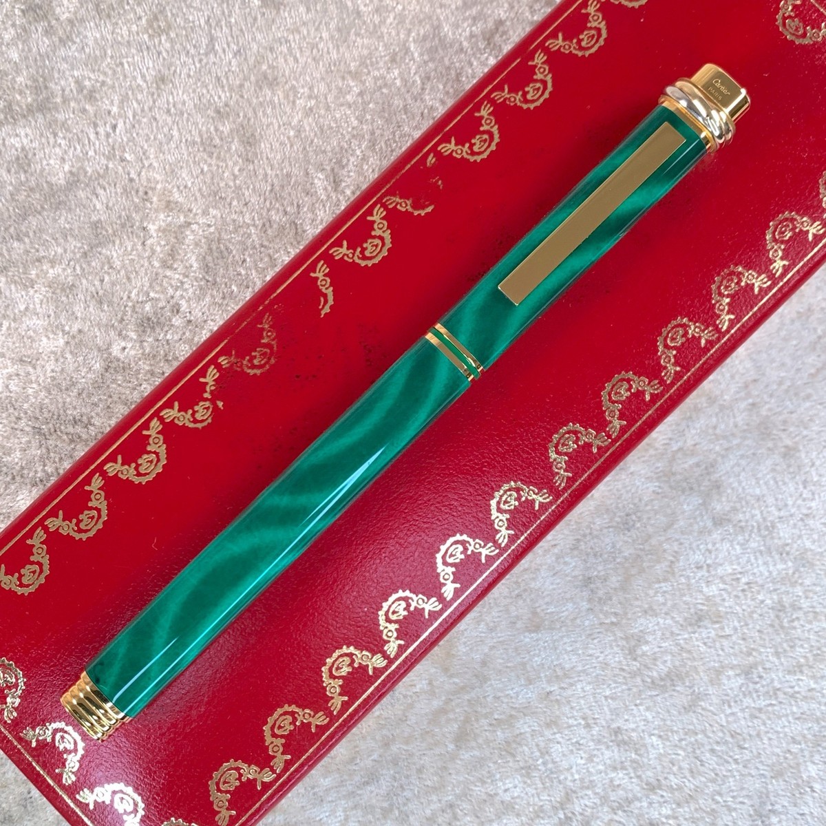 Vintage Cartier Fountain Pen Vendome Trinity Malachite Green