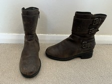 UGG Leather Biker Style Boots Dark Brown With 3 Buckles - UK Size 4.5