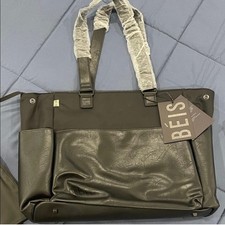 BEIS Black Diaper Bag Tote Travel Baby Bag Chain Straps Multi Pocket