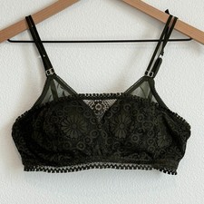 Aerie Real Power Wireless Push Up Joy Lace Bra Green Size 34C