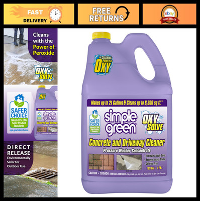 Oxy Solve Concrete Driveway Cleaner - Pressure Washer Safe, Unscented, 128 Fl Oz