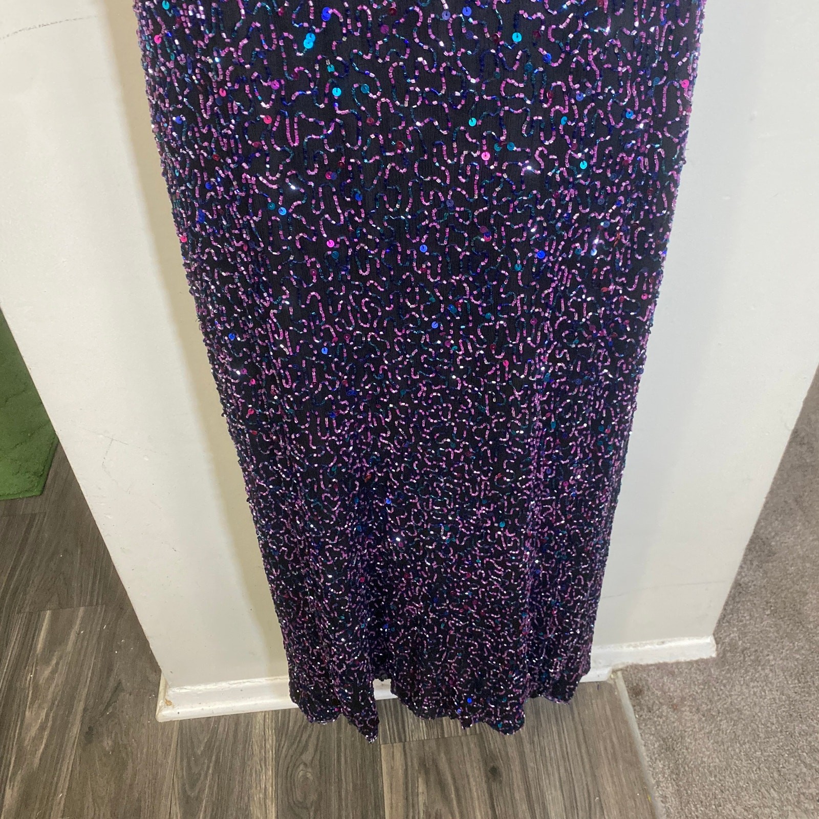 Vintage Carina by Barry Lee Fully Beaded Sequin Gown Formal Dress Sz 3X VTG thumbnail 5