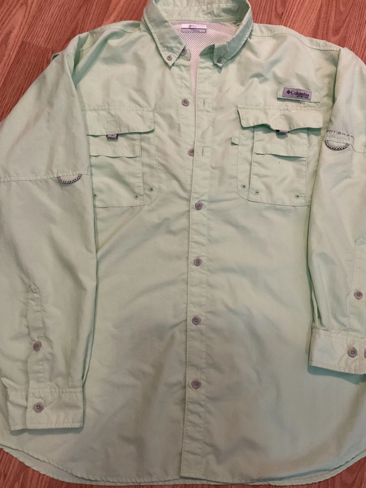 Columbia Mens Fishing Shirt PFG Teal Button Down XL
