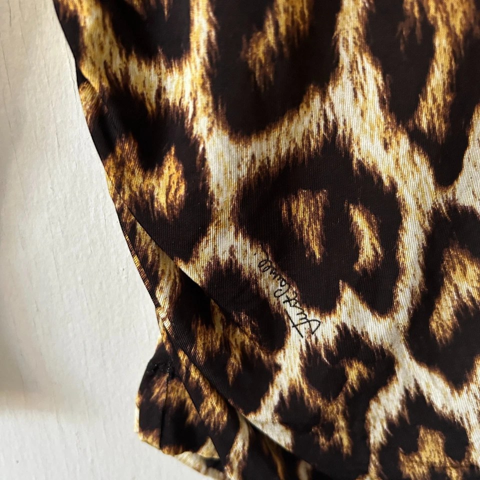 Top ajustado Just Cavalli para mujer XS marrón estampado animal cuello redondo hecho en Italia Foto 3 de 4