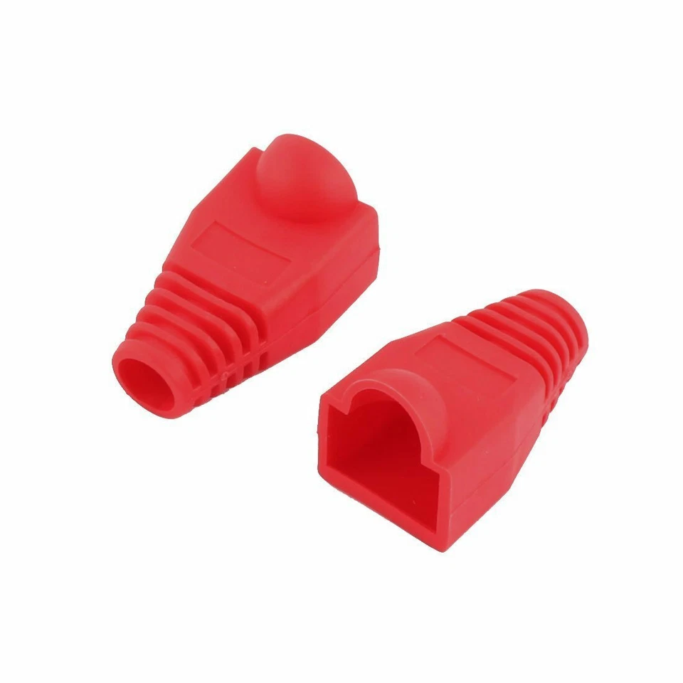 100 pcs Cat5e/Cat6/RJ45 Ethernet Cable Connector Strain Relief Boots Red - Image 2 of 4