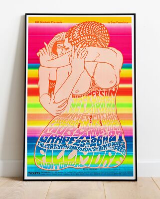 Jefferson Flugzeug James Cotton Blues Band Moby Grape / XXL Poster - 36''x24''