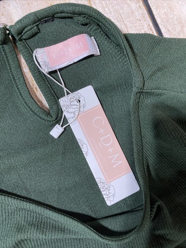 Vestido para mujer C+D+M hasta la rodilla talla grande verde nuevo con etiquetas con volantes manga larga - Imagen 3 de 9