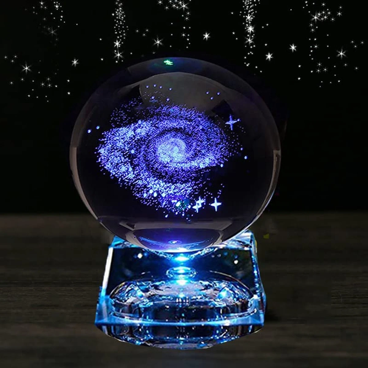 Zulux Galaxy Crystal Ball - Galaxy Balls for Kids with LED Lamp Base, Clear  8