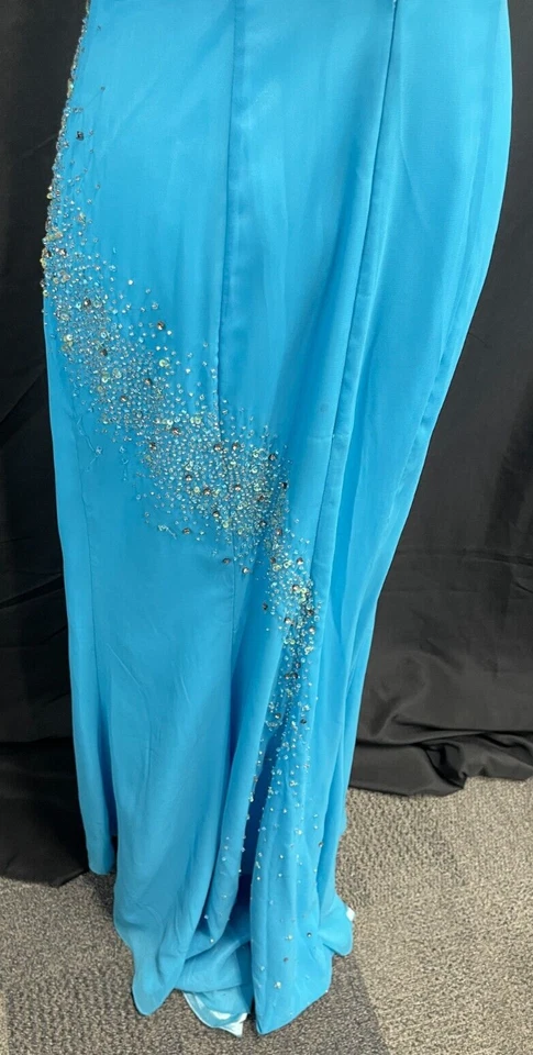 Maxi vestido vintage Night Moves Mermaid Fairy graduación lentejuelas estrás brillantes Y2K Foto 3 de 4