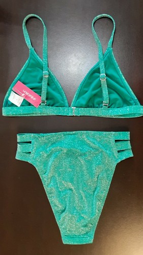 Neu mit Etikett Xhilaration High Waist türkis silber Glitzer Bikini (Top XL, Unterteil M) - Bild 3 von 6