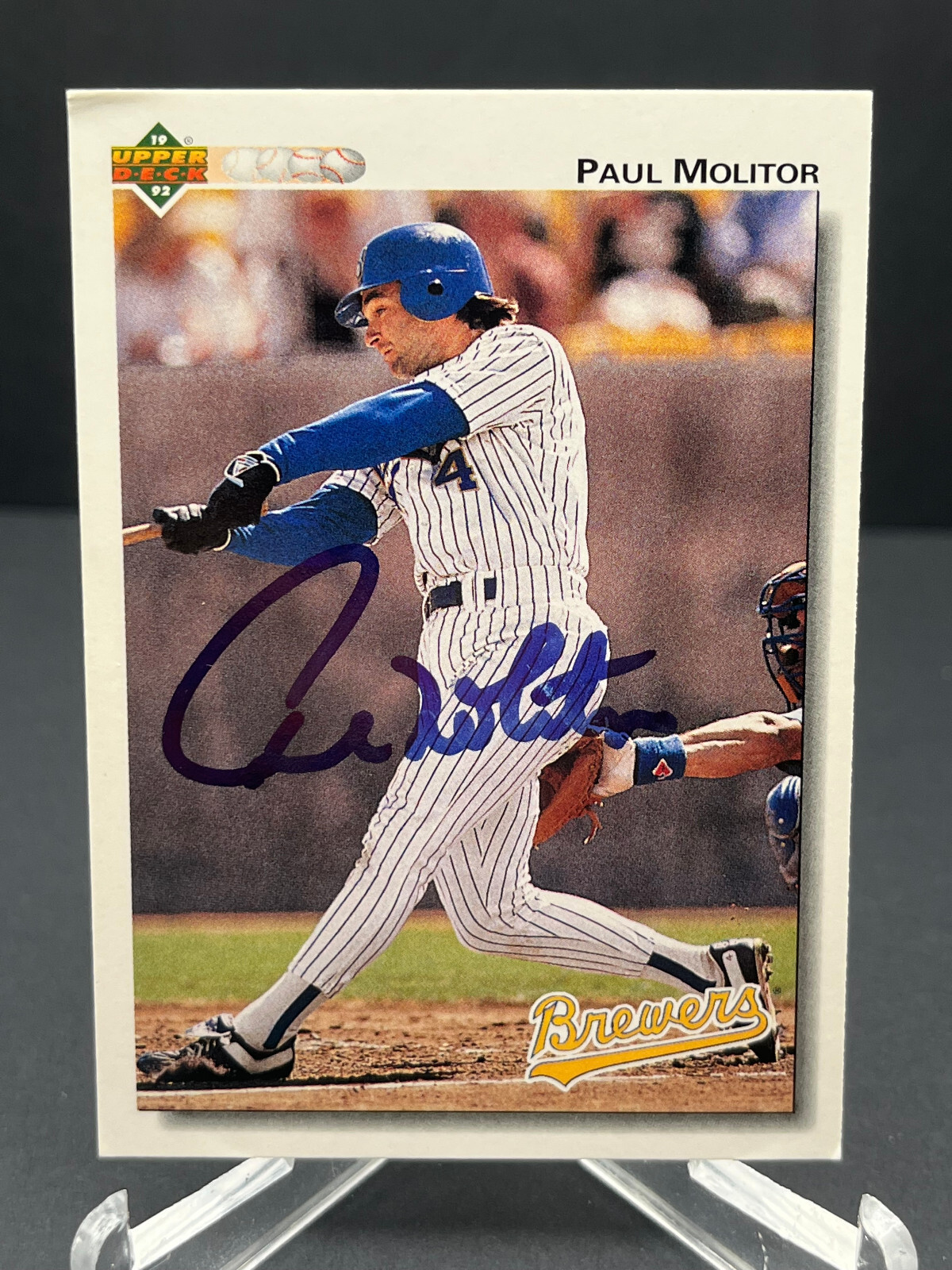 1992 Upper Deck PAUL MOLITOR Autograph Signed IP Auto #423 HOF BREWERS!