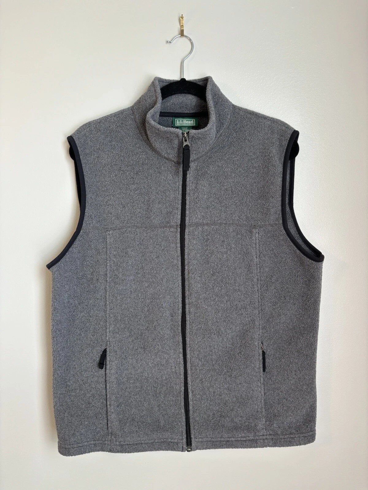L.L. Bean Vest Mens Small Regular Outdoors Fleece Full Zip Pockets Gray Vintage