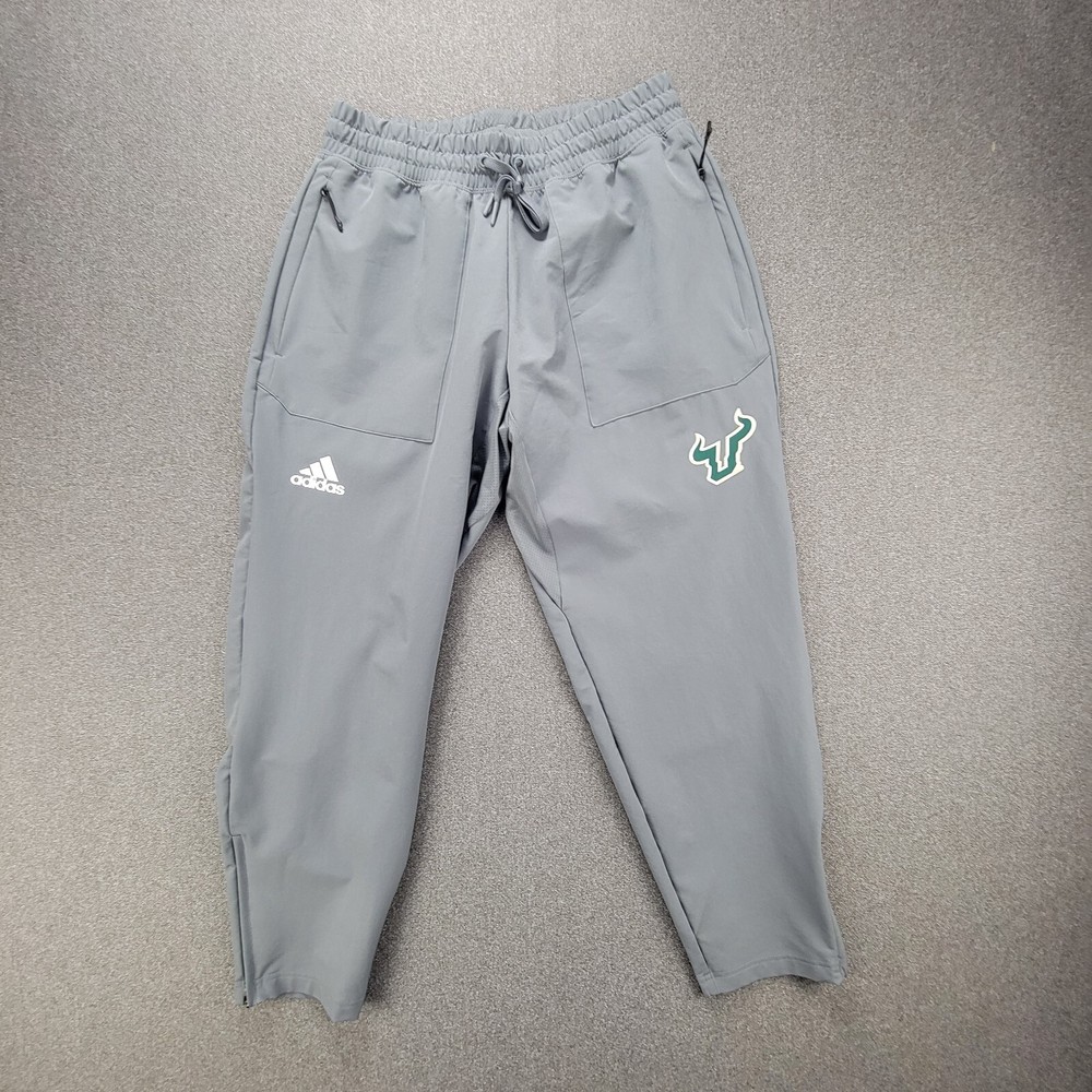 Adidas USF South Florida Bulls Grey Player Issue Zip Jogger Pants