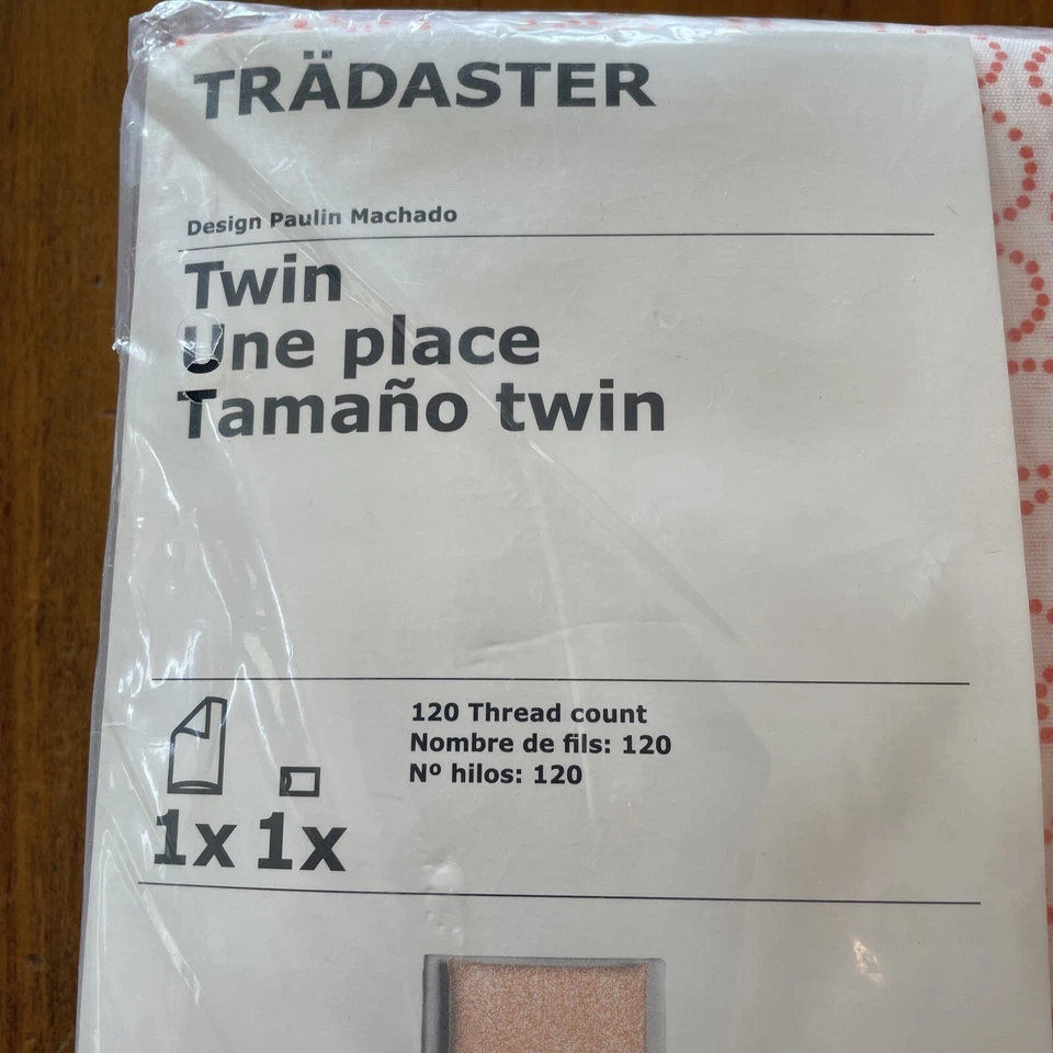 Funda nórdica IKEA Twin Tradaster + funda de almohada blanca/naranja 103.29.66 NUEVA Foto 2 de 4