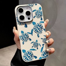 For iPhone 16 Pro Max 15 14 13 12 11 Magnetic Blue Turtle Slim Soft Case Cover