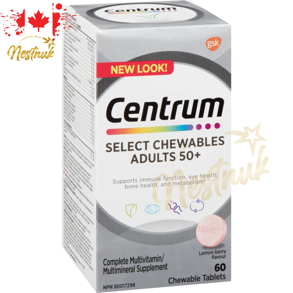 Multivitamínico masticable Centrum Select 50+ | 60 comprimidos | 2 paquetes | Canadá Foto 3 de 4