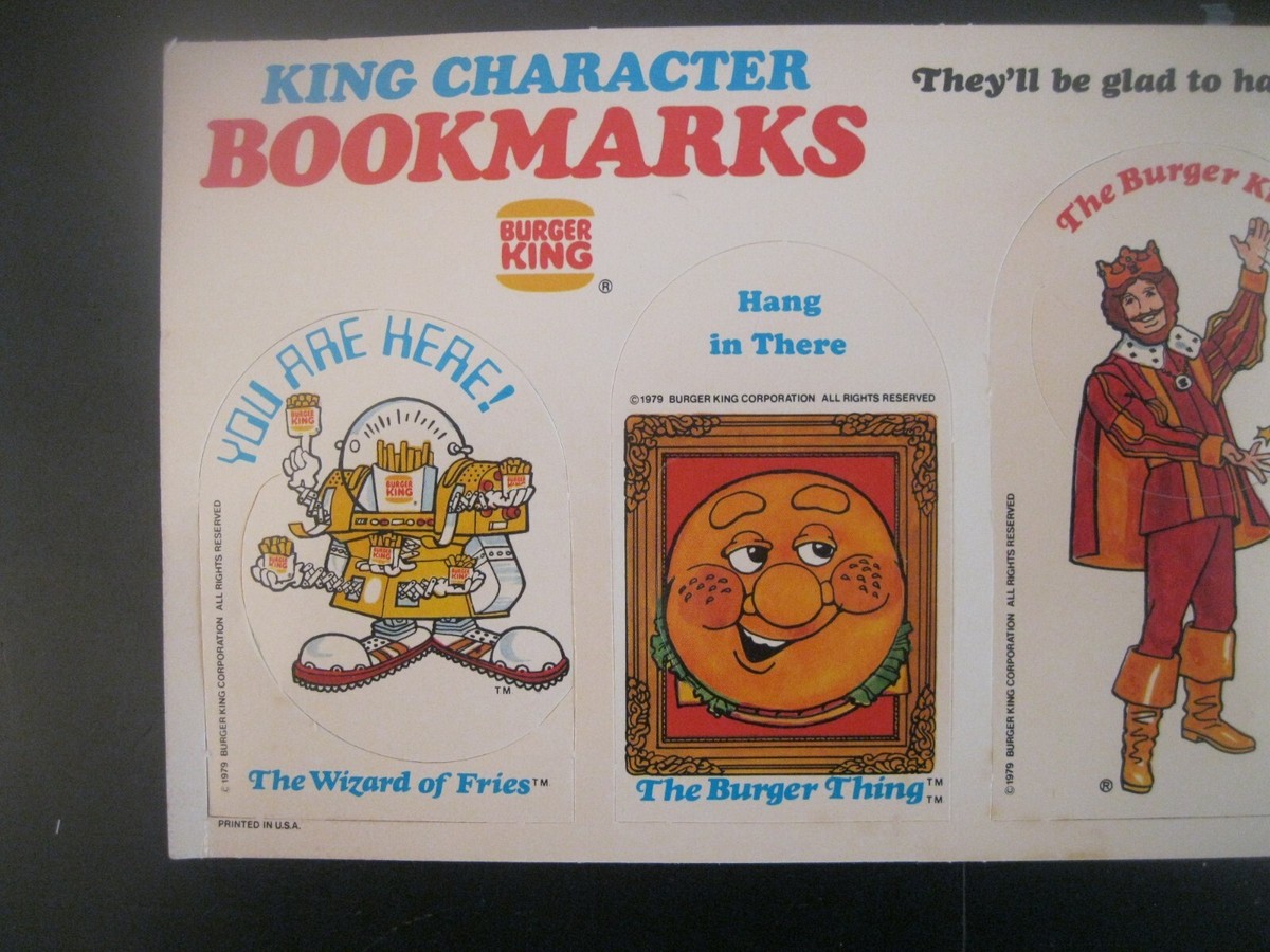 1979 Burger King Characters Bookmark Set Great Condition | eBay