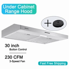Kitchen Range Hood 30 inch Under Cabinet Cook Vent 230CFM Fan Ducted/Ductless