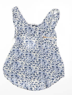 Atmosphere Damen blau Tier Polyester Mischung Tunika Bluse Größe 8-O