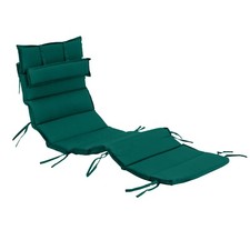 Green Foldable Acacia Wood Sun Lounger Cushion Recliner Pad Garden Patio Lounge