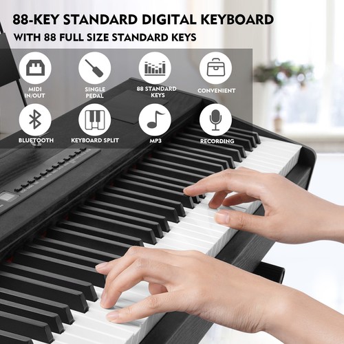 Black 88Key Full Weighted Hammer Action Digital Piano Keyboard w/Pedal,Stand,Bag - Picture 6 of 24