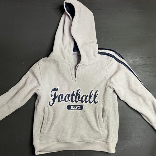 Gap Kids Medium Gray Navy Football Pullover Hoodie Pocket