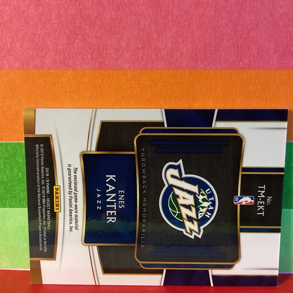 2017-18 Panini Select Enes Kanter #TM-EKT Patch Throwback Memorabilia Jazz - Image 3 of 4