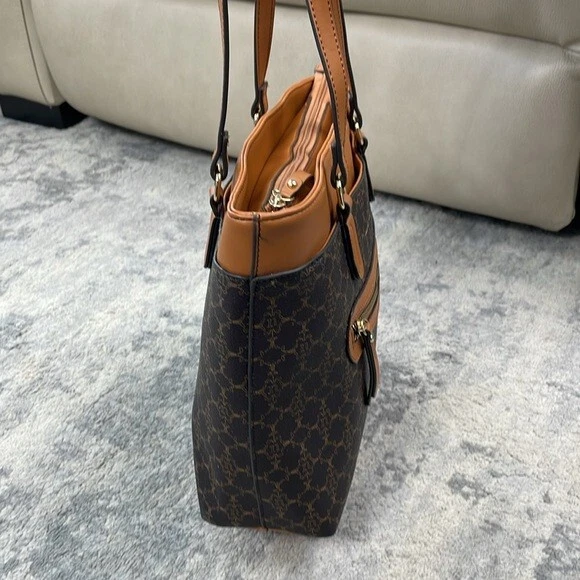 Nanette Lepore Vegan Monogram N Logo Tote Bag Shopper Purse - Image 4 of 4