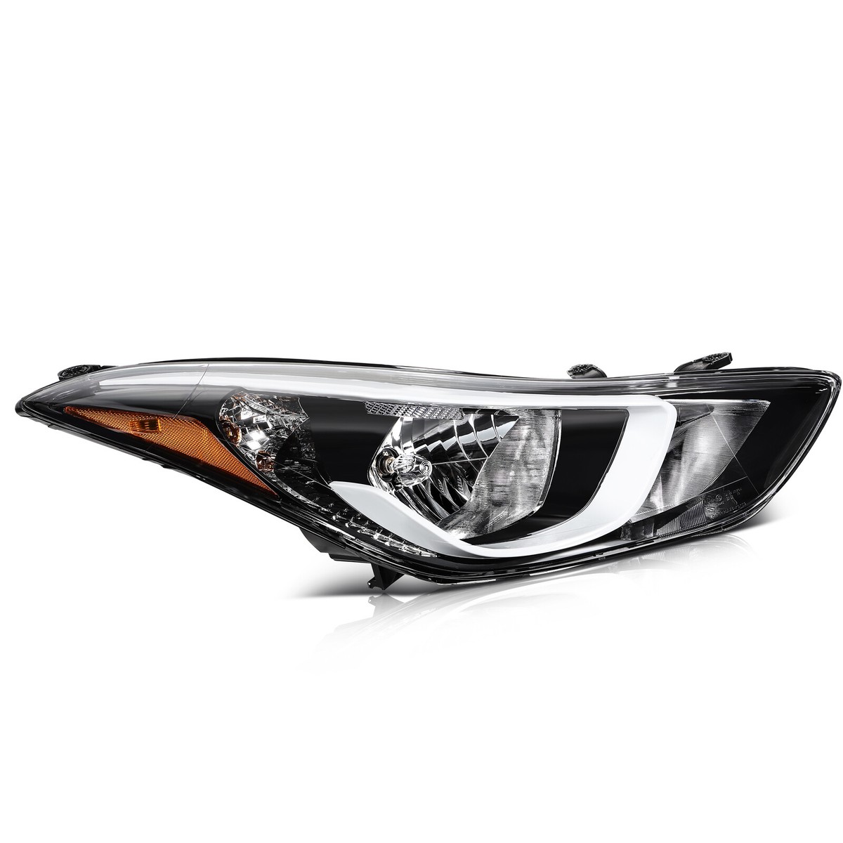 JX ACCESSORIES Black Headlight Assembly Set For 2014-2016 Hyundai Elantra - Factory Style - DOT SAE - Bulbs Included