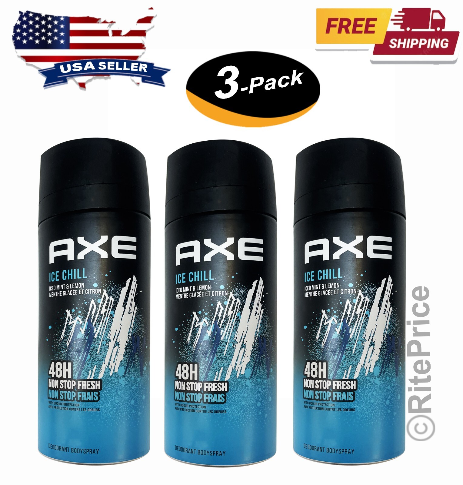 Axe Ice Chill for Men Deodorant Body Spray, 150ml/5.07Oz (3 Pack) - Best Selling