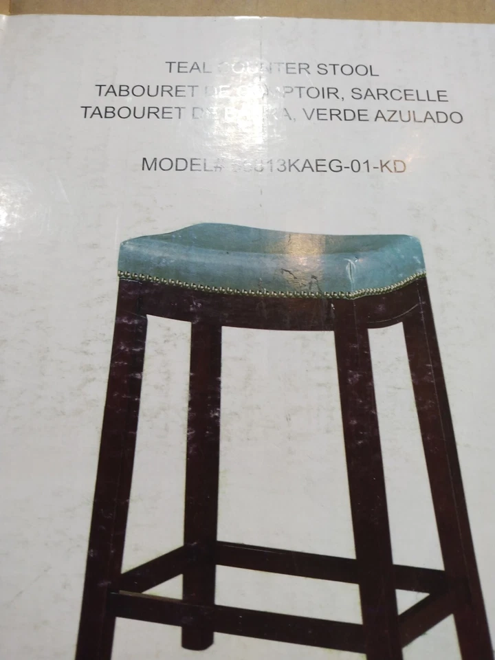 Linon 26" Claridge Counter Stool - teal blue MSRP 149.99 - Image 2 of 4