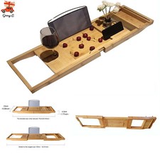 Bathtub Caddy Tray Bamboo Bath Tray Table Rack Tablet Phone Books Holder Shelf
