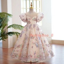 Little Girls Long Dress Party Evening Elegant Luxury Ball Gown Kid Pageant Dress