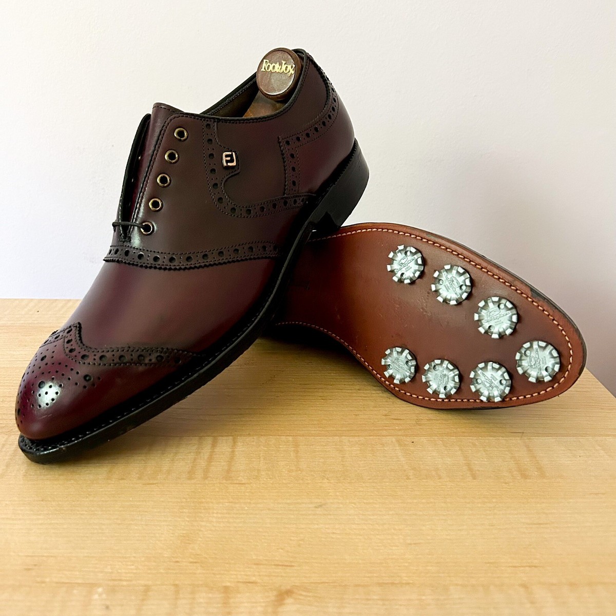 未使用　Handcrafted in USA FootJoy Classics VINTAGE FootJoy Classics Black ALLIGATOR saddle golf shoes