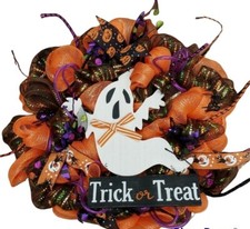 HANDMADE TRICK OR TREAT HALLOWEEN GHOST ?? DECO MESH WREATH