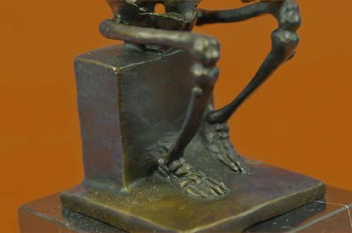 Rodin `S Thinking Mann Der Denker Skelett Totenkopf Knochen Statue Kunst Dekor - Bild 9 von 10
