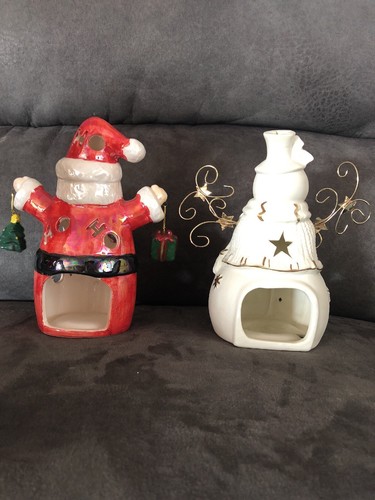 Santa & Snowman Tealight Candle Holders-Decorative Christmas Candle Holders Set! - Picture 5 of 12